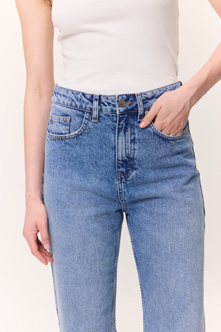 High-Waist Mom-Fit Jeans Blue