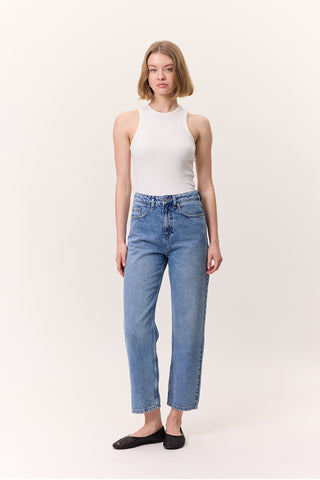 High-Waist Mom-Fit Jeans Blue