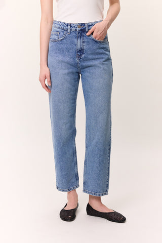 High-Waist Mom-Fit Jeans Blue