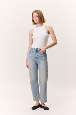High-Waist Mom-Fit Jeans Light Blue