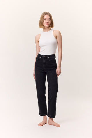 High-Waist Mom-Fit Jeans Black