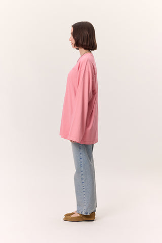 Washed Effect Long-Sleeve T-Shirt Pink