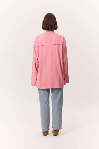 Washed Effect Long-Sleeve T-Shirt Pink