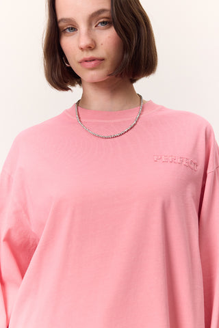 Washed Effect Long-Sleeve T-Shirt Pink