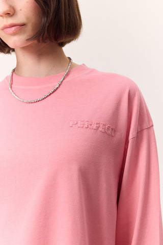 Washed Effect Long-Sleeve T-Shirt Pink