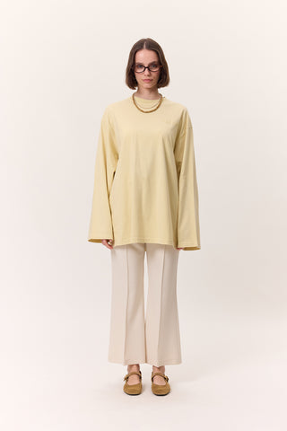 Washed Effect Long-Sleeve T-Shirt Yellow