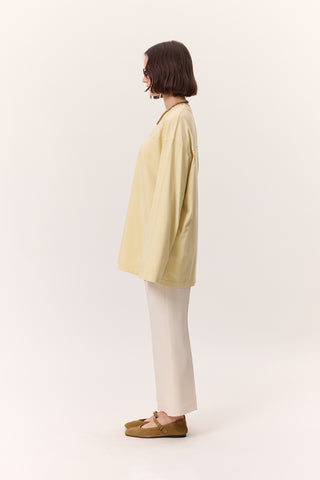 Washed Effect Long-Sleeve T-Shirt Yellow