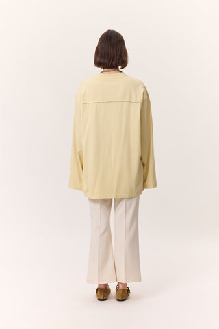 Washed Effect Long-Sleeve T-Shirt Yellow