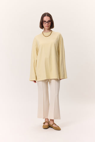 Washed Effect Long-Sleeve T-Shirt Yellow