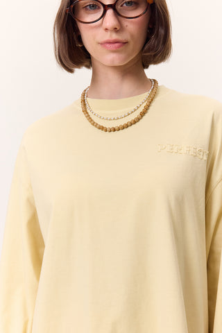 Washed Effect Long-Sleeve T-Shirt Yellow