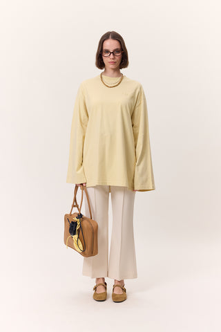 Washed Effect Long-Sleeve T-Shirt Yellow