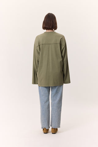 Washed Effect Long-Sleeve T-Shirt Green