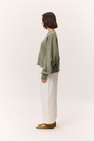 Yıkanmış Sweatshirt Yeşil