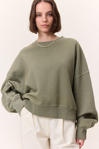 Yıkanmış Sweatshirt Yeşil