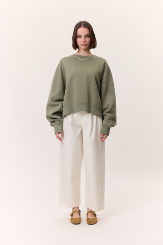 Yıkanmış Sweatshirt Yeşil