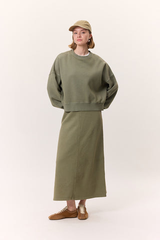 Yıkanmış Sweatshirt Yeşil