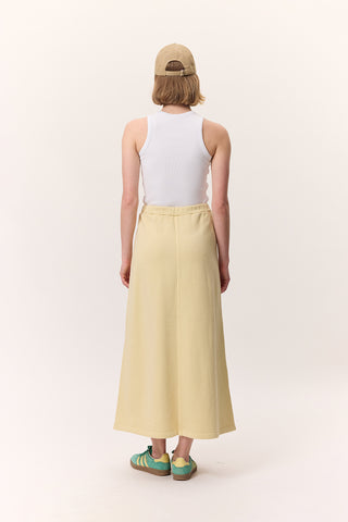 Washed Effect Flared Skirt Yellow