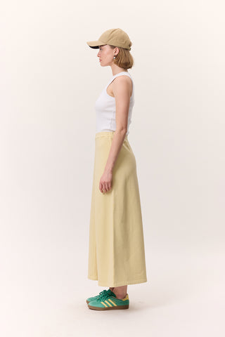 Washed Effect Flared Skirt Yellow