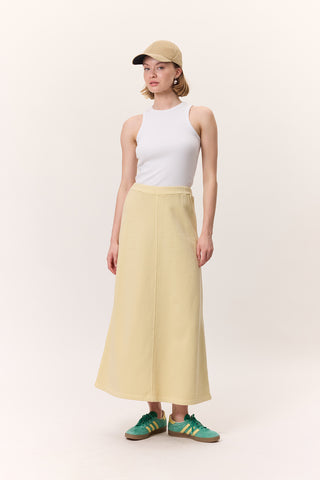 Washed Effect Flared Skirt Yellow