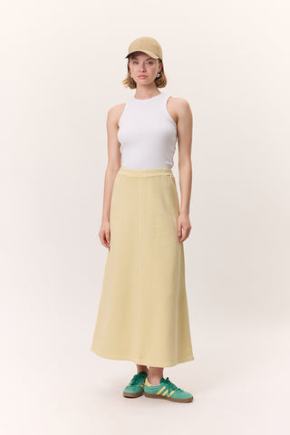 Washed Effect Flared Skirt Yellow