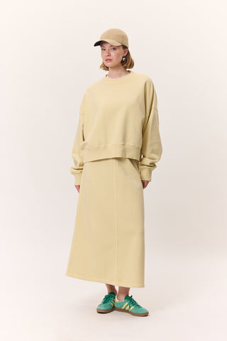 Washed Effect Flared Skirt Yellow