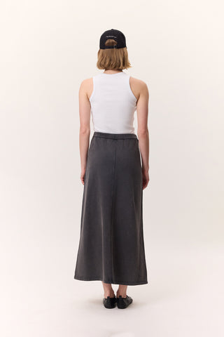 Washed Effect Flared Skirt Anthracite