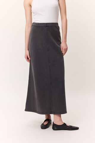 Washed Effect Flared Skirt Anthracite