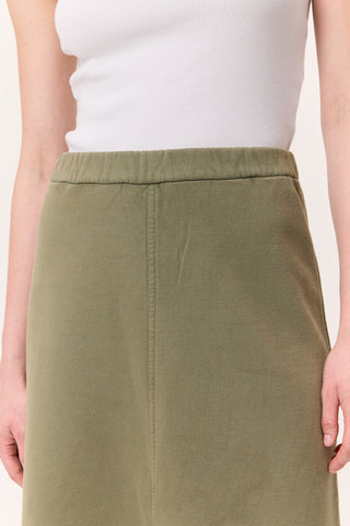 Washed Effect Flared Skirt Green