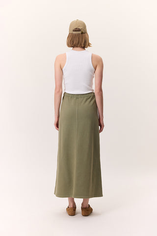 Washed Effect Flared Skirt Green
