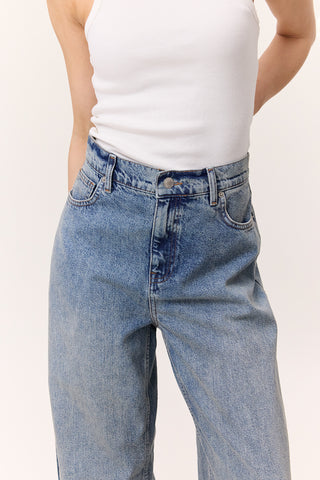 Mid-Rise Loose Fit Jeans Dark Blue