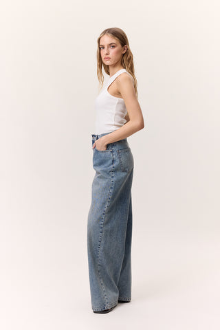 Mid-Rise Loose Fit Jeans Dark Blue