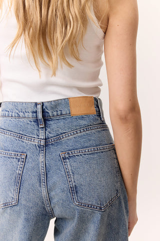 Mid-Rise Loose Fit Jeans Dark Blue