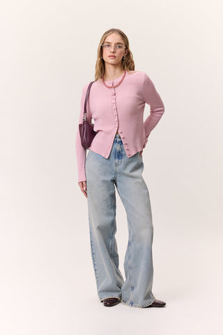 Small Button Knit Cardigan Pink