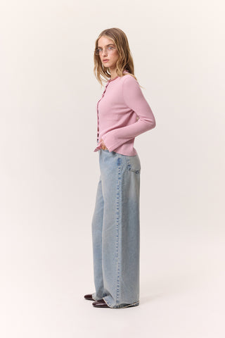 Small Button Knit Cardigan Pink