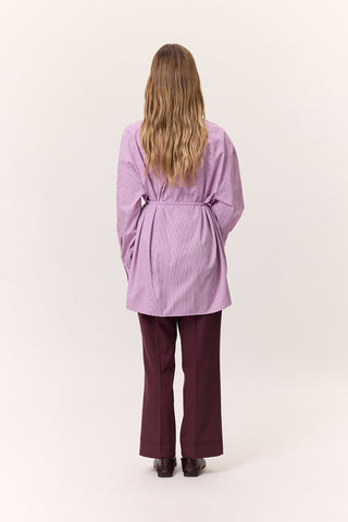 Striped Belted Shirt Pink