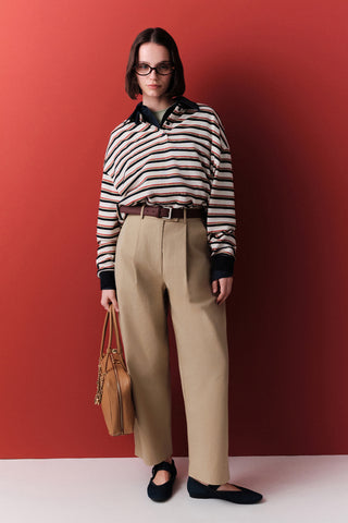 Pleated Gabardine Trousers Sand