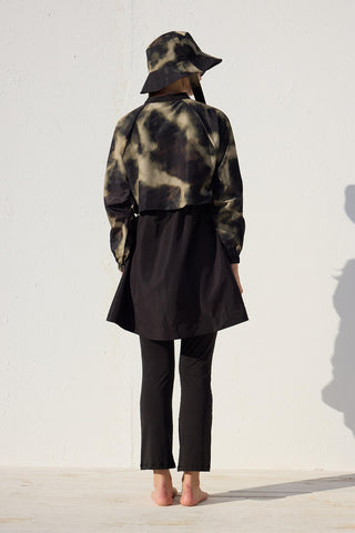 3 Piece Modest Swimsuit Set With Windbreaker Faded Tie Dye