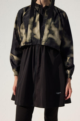 3 Piece Modest Swimsuit Set With Windbreaker Faded Tie Dye