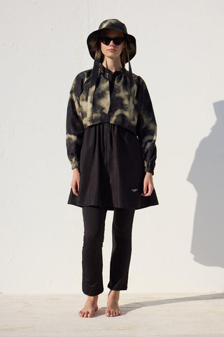 3 Piece Modest Swimsuit Set With Windbreaker Faded Tie Dye