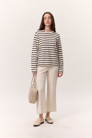 Striped Long-Sleeve Regular Fit T-Shirt Black