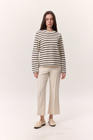 Striped Long-Sleeve Regular Fit T-Shirt Black