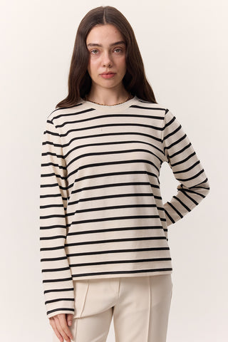 Striped Long-Sleeve Regular Fit T-Shirt Black