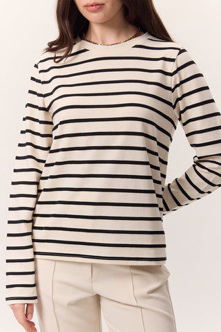 Striped Long-Sleeve Regular Fit T-Shirt Black