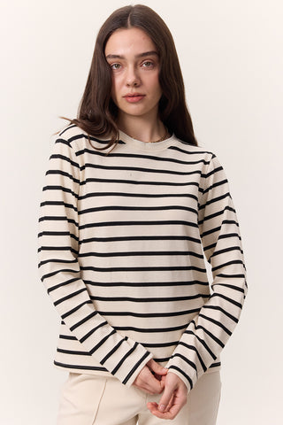 Striped Long-Sleeve Regular Fit T-Shirt Black