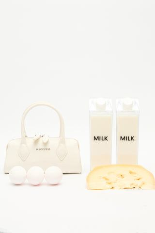 Textured Faux Leather Mini Bag Ecru