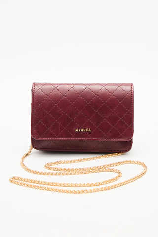 Quilted Wallet Bag Burgundy