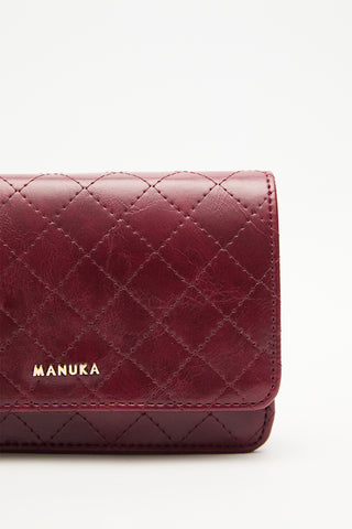 Quilted Wallet Bag Burgundy