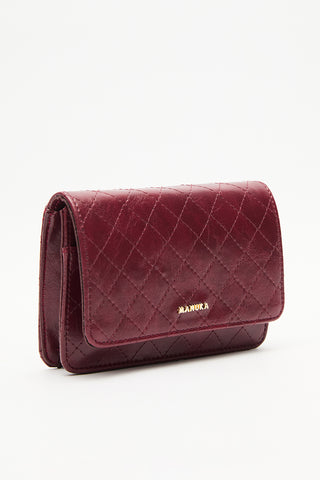 Quilted Wallet Bag Burgundy