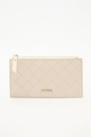 Zip Closure Cardholder Beige