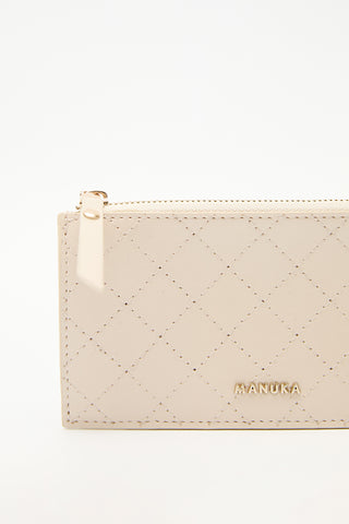 Zip Closure Cardholder Beige